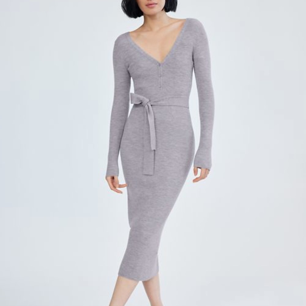 Aritzia Henley dress in cool grey